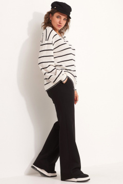 Клёш брюки из трикотажа с карманами «Хулиганы» на каждый день BegiModa 6056 чёрный - фото 2