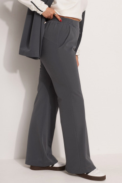 Базовые клёш брюки из трикотажа с эластичным поясом BegiModa 6057 графит - фото 5