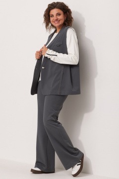 Модный жилет из текстиля с открытыми срезами и эффектом многослойности BegiModa 7015 графит - фото 4