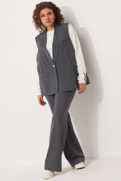 Модный жилет из текстиля с открытыми срезами и эффектом многослойности BegiModa 7015 графит - фото 2