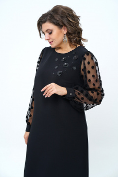 Платье черное, нарядное, сетка и текстиль Alani Collection 2253 - фото 4