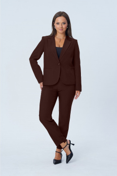 Деловой двухпредметный костюм из отделочной ткани с расклешёнными брюками Vilena 1003 шоколад - фото 1