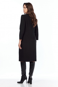 Платье зауженное к низу с рубашечным воротником Vilena 1021 черный-леопард - фото 2