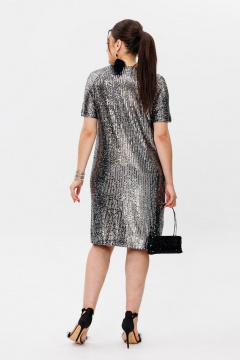 Платье из пайеток с V-образным вырезом нарядное Anelli 1441 звездное_небо - фото 5