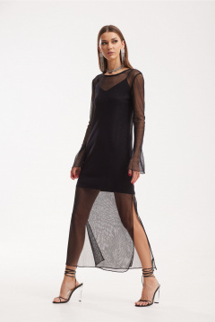 Платье сетка и трикотаж с боковыми разрезами нарядное N.O.W. 1516 - фото 3