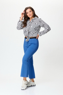 Брюки клеш из трикотажа с резинкой на поясе Nika.PL 0502201 синий - фото 3