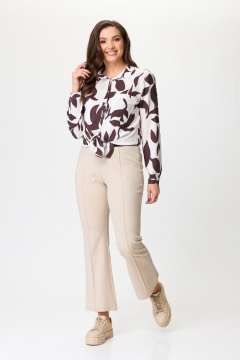 Брюки фитнес из трикотажа с широким поясом и облегающей посадкой Nika.PL 0502202 бежевый - фото 1