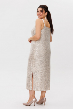 Платье молочное с пайетками и эффектным разрезом Anelli 1507 сияющий_поток - фото 5