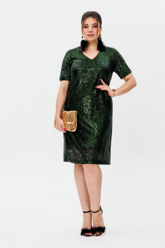 Платье нарядное из пайеток с V-образным вырезом Anelli 1441 изумрудная_змея - фото 2