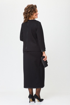 Джемпер Юбка демисезонный комплект из трикотажа и экокожи Michel chic 1394 черный - фото 5