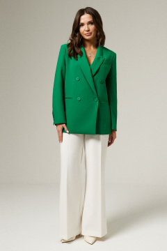 Жакет деловой оверсайз зеленый из текстиля Панда 123330w зеленый - фото 1
