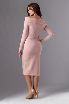 Платье розовое трикотажное на торжество VIZAVI 825 пудра - фото 3