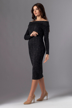 Платье черное нарядное трикотажное с блестками VIZAVI 825 черный - фото 2
