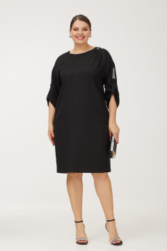 Платье черное с декоративной цепью и разрезом Danaida 2249 черный - фото 1