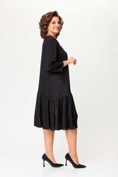 Трикотажное платье свободного силуэта с воланами и вставками Aira Style 24415 черный - фото 2