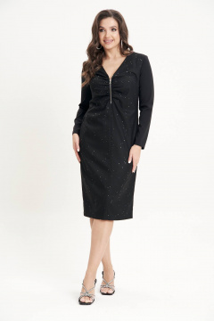 Черное платье с пайетками и эффектным подрезом для особого случая Fantazia Mod 5017 - фото 5