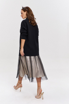 Бежевый расширенный мидиюбка из шелка и сетки с разрезом AVE RARA 3017 шампанское - фото 2