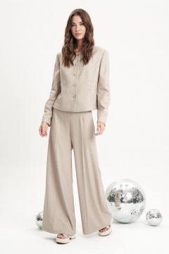 Брюки-палаццо в бежевом из текстиля для повседневного стиля Fantazia Mod 4980 - фото 1