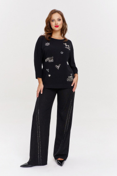 Мягкие трикотажные брюки с мерцанием и лампасами AVE RARA 4131 черный - фото 3