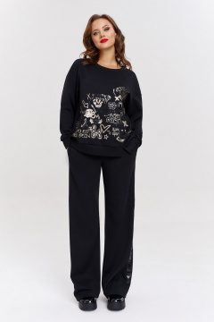 Джоггеры из трикотажа с карманами и лампасами AVE RARA 4132 черный - фото 1