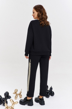 Брюки-бананы из трикотажа с резинкой и лампасами AVE RARA 4133 черный - фото 4