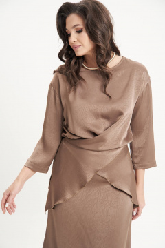 Блуза и Юбка из атласа нарядный комплект с драпировкой Fantazia Mod 4991/1 - фото 3