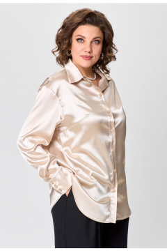 Демисезонная атласная блузка с нагрудными вытачками и воротником VIPPRIMO 116 песочный - фото 1