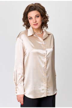 Демисезонная атласная блузка с нагрудными вытачками и воротником VIPPRIMO 116 песочный - фото 5