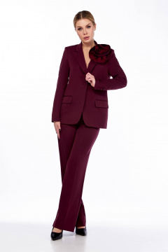 Деловой костюм жакет и брюки с прорезными карманами Temper 134 бордовый - фото 2