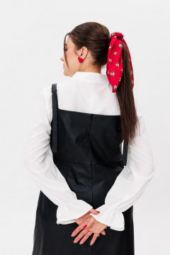 Сарафан из эко-кожи с заниженной линией талии и карманами Anelli 1497 готика - фото 3