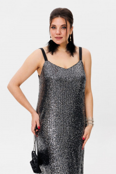 Платье-комбинация из пайеток с разрезом и регулируемыми бретелями Anelli 1507 струящийся_водопад - фото 4