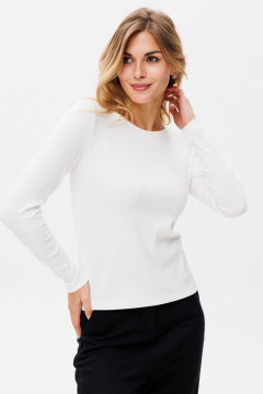 Полуприлегающий белый джемпер из трикотажа с лодочной горловиной PRATA wear S025 белый - фото 1