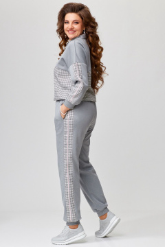 Спортивный женский комплект из трикотажа с рисунком гусиной лапки Fita 1861 серый - фото 4