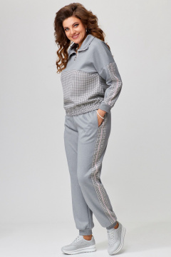 Спортивный женский комплект из трикотажа с рисунком гусиной лапки Fita 1861 серый - фото 3