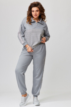 Спортивный женский комплект из трикотажа с рисунком гусиной лапки Fita 1861 серый - фото 2