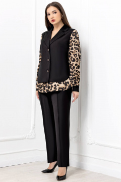 На каждый день черный комплек с брюками и блузой из текстиля Gold Style 2695 - фото 4