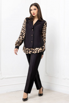 На каждый день черный комплек с брюками и блузой из текстиля Gold Style 2695 - фото 3