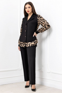 На каждый день черный комплек с брюками и блузой из текстиля Gold Style 2695 - фото 1