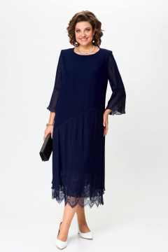 Платье с плиссе и гипюром в стильном дизайне Solomeya Lux 965C - фото 4