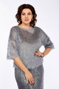 Блуза, юбка Ольга Стиль Л-413 серебро - фото 5