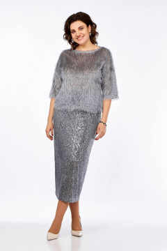 Блуза, юбка Ольга Стиль Л-413 серебро - фото 4