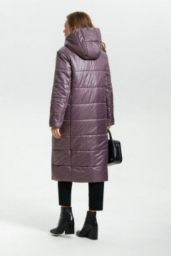 Зимнее утепленное пальто на молнии и капюшоне TEZA 1792 пыльно-розовый - фото 3