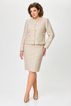 Деловой бежевый жакет и юбка из текстиля DaLi 9472.1 беж - фото 1