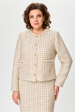 Деловой бежевый жакет и юбка из текстиля DaLi 9472.1 беж - фото 2