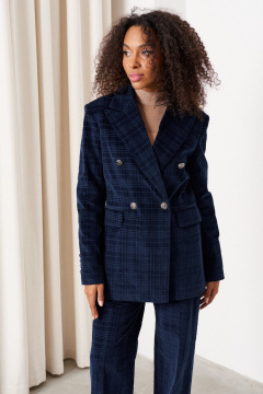 Синий двубортный жакет полуприлегающего силуэта с карманами C. of PAPAYA NEW 1737 - фото 1