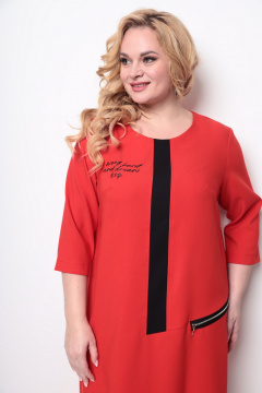 Платье в стиле casual из текстиля с вставками и разрезами по бокам Michel chic 2073/1 красный - фото 5