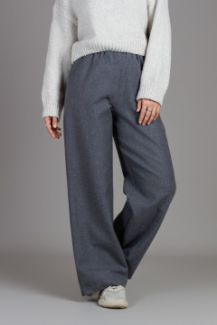 Брюки свободного кроя из шерстяного текстиля с высокой талией Mirolia 1235 серый - фото 4