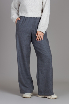 Брюки свободного кроя из шерстяного текстиля с высокой талией Mirolia 1235 серый - фото 1