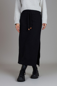 Юбка макси из трикотажа с разрезом и резинкой Mirolia 1243 черный - фото 4