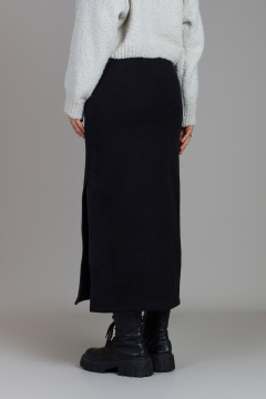 Юбка макси из трикотажа с разрезом и резинкой Mirolia 1243 черный - фото 3